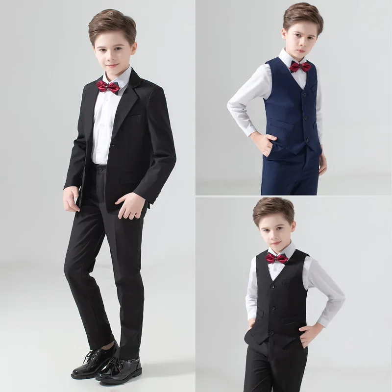 Flower Boys Formal Wedding Suit Kids Prom Party Tuxedo Blazer Children\'s Day Pinao Performance Costume school uniform 2-14T