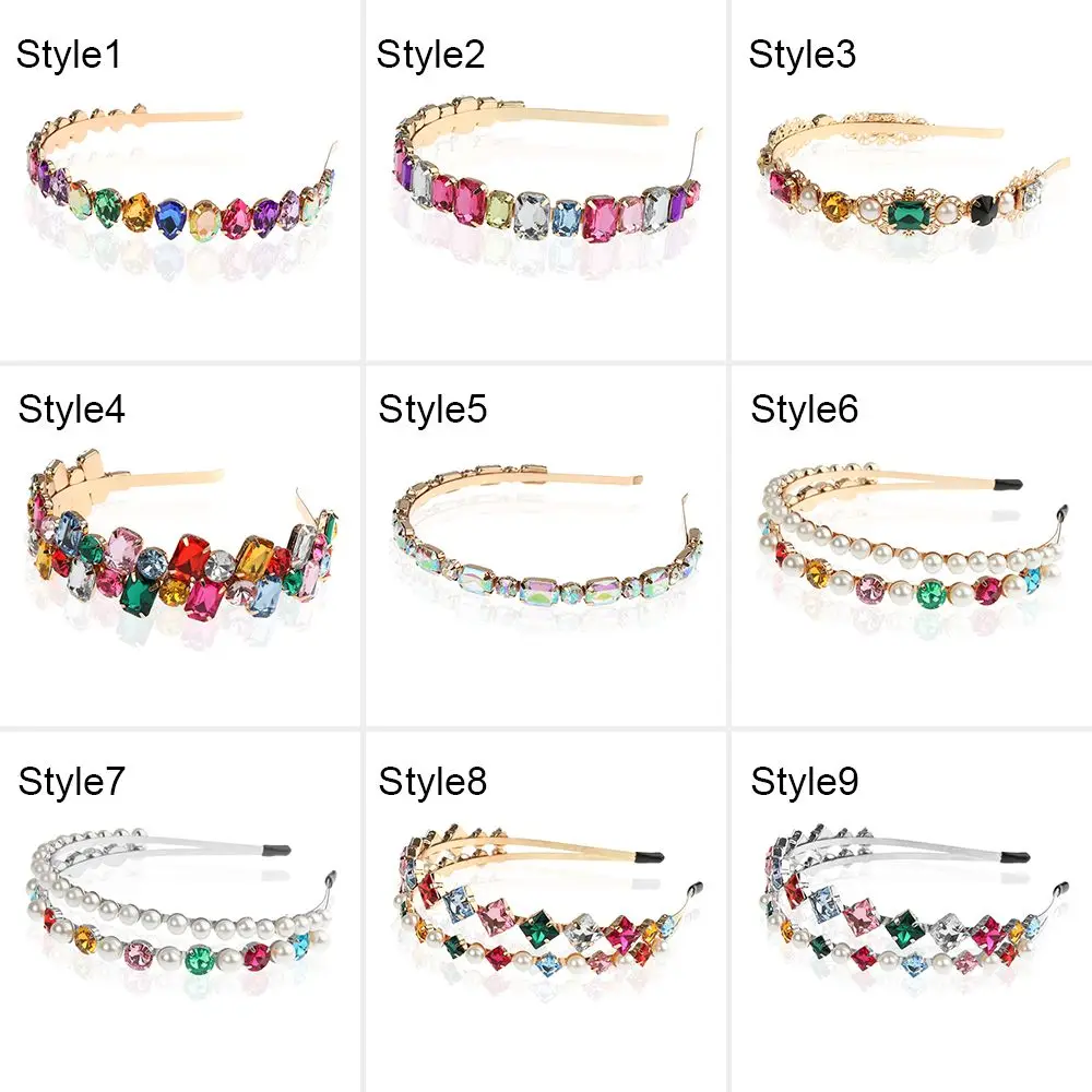 New Elegant Baroque Style Pearl Hair Band Gem Crystal Head Wrap Rhinestone Headband