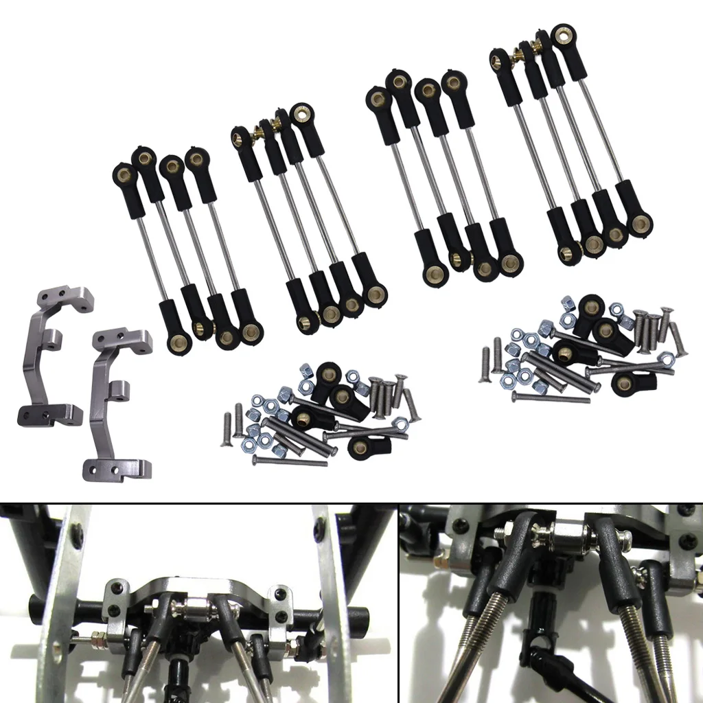 8Pack 1/16 RC Aluminum Alloy Rod Link Linkage for WPL B1 B14 B24 C14 C24 Model Crawler Buggy Trucks Replacement Parts