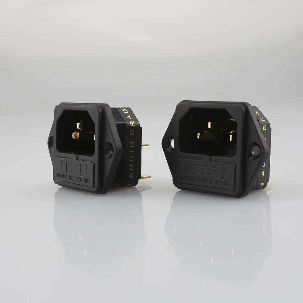 FI-03G 24K pozłacane IEC AC wlot IEC gniazdo wejściowe z lutowane HIFI gniazdo z bezpiecznikiem