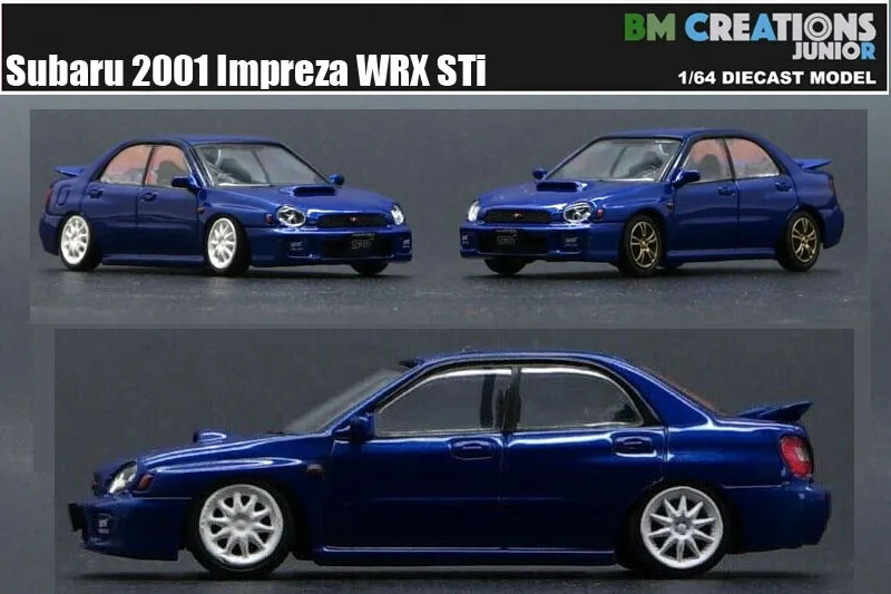 New 1/64 Scale 2001 Impreza WRX STi Light Hand Drive Miniature Car  by BM Creations JUNIOR Diecast toys For Collection