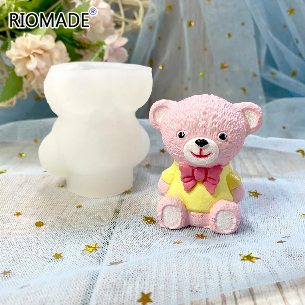 3D Teddy Bear Silicone Mold Chocolate Mousse Coffee Ice Cube Making Mould Candle Craft Cake Decoration Kitchen Baking Tools