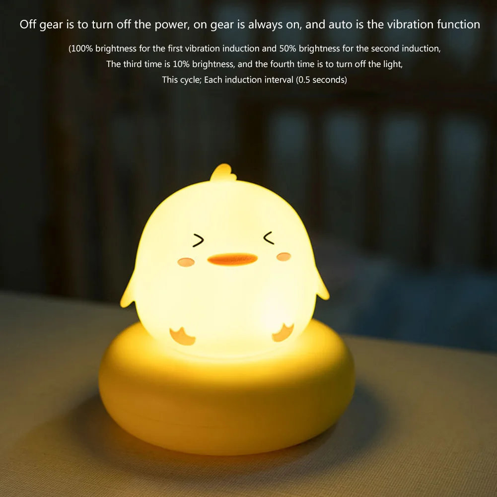 Cartoon Silicone Night Light USB Rechargeable Dimmable Book Light Kitten Chicken Bear Kawaii Night Lamp Room Decor Gift for Kids