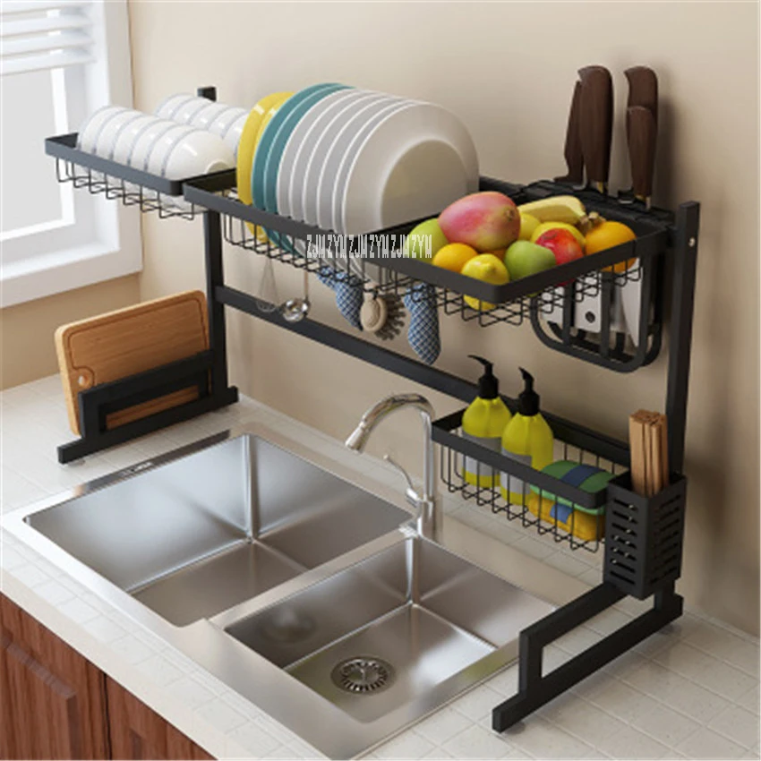 

KQ-SCJ 201/304 Stainless Steel Kitchen Shelf Wall Mounted Spice Knife Rack Dish Drainer Chopstick Holder Combination Organizer