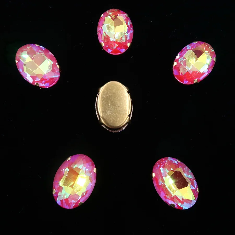 Ovale Gold-Krallenfassungen 10*14mm 13*18mm 20 Stück/Packung Regenbogen- & Jelly-AB-Farben Glaskristall zum Aufnähen Strass-Applikation DIY – Detail 11
