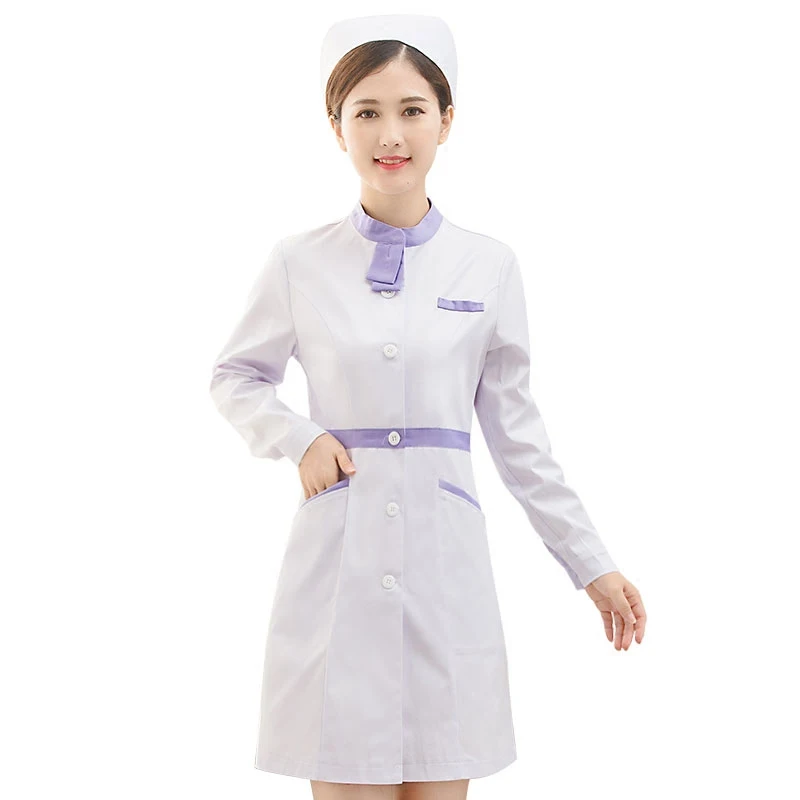 Nurses wear long sleeve female Korean version of slim tattoo artist cosmetologist dental pharmacy hospital uniform dress