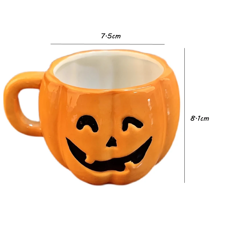 Tazza di zucca di Halloween in ceramica sottosmalto dipinta a mano tazza di caffè tazza di cereali tazza di ceramica