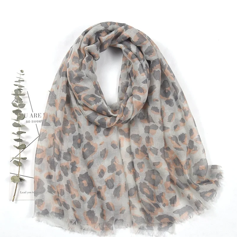 

2021 Fashion Leopard Print Fringe Scarf Shawls Long Soft Beach Flower Scarves Hijab Wrap