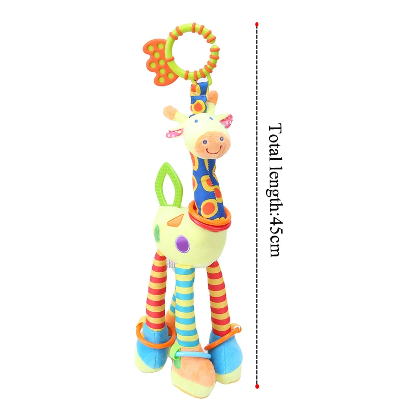 Plush Infant Toys Baby Development Giraffe Animal Handbells Rattles Handle Toys Stroller Hanging Teether Baby Toys 0-12 Months