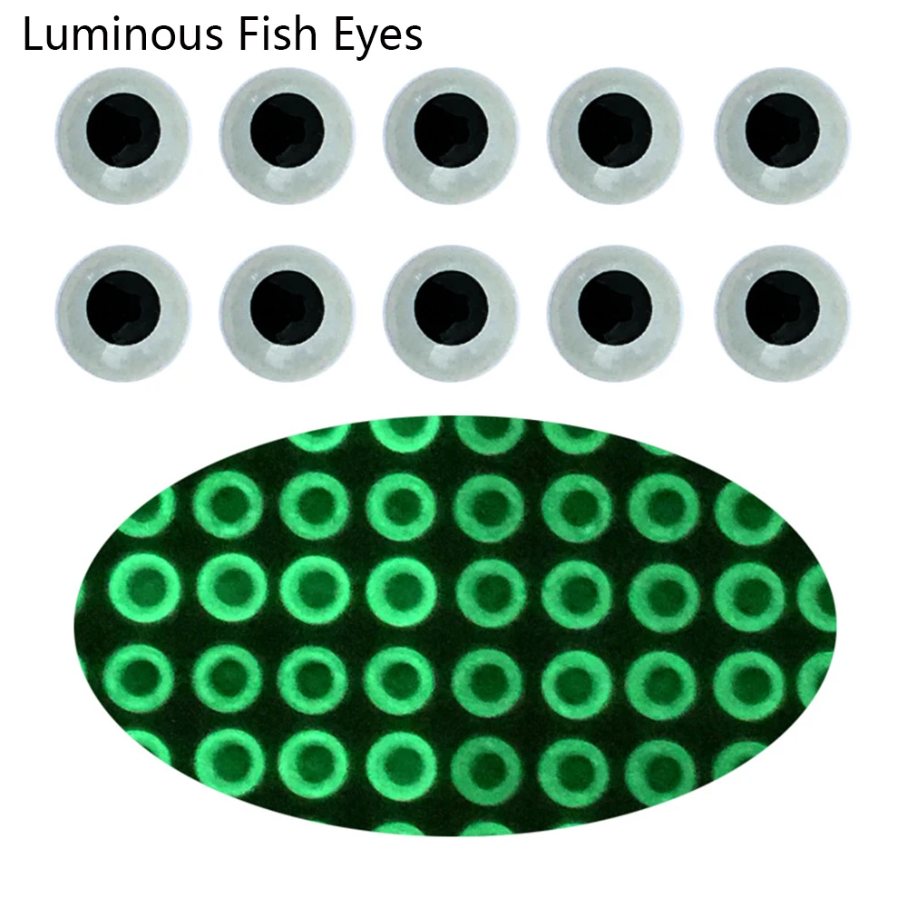 300Pcs PVC 3D Holographic Luminous Fishing Lure Eyes DIY Fly Tying Fishing Glow Bait Eyes Jigs Fishing Lure Accessory 3/4/5/6mm