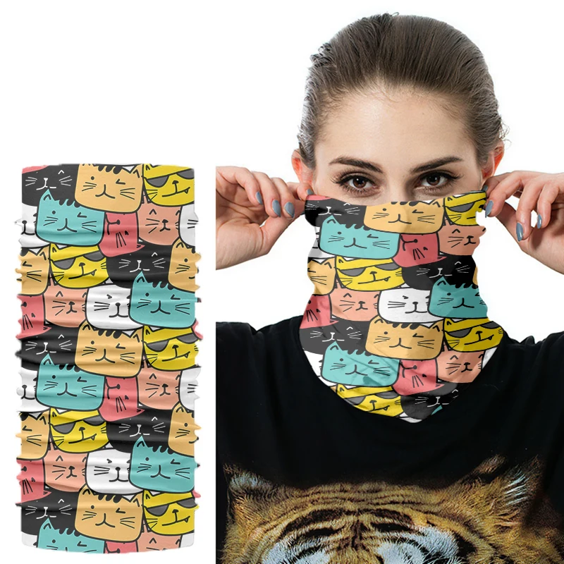 Cartoon Animal Face Scarf For Men Women Lovely Pink Soft Bandana Cycling Hiking Neck Gaiter Outdoor Dustproof Sunscreen Bandana