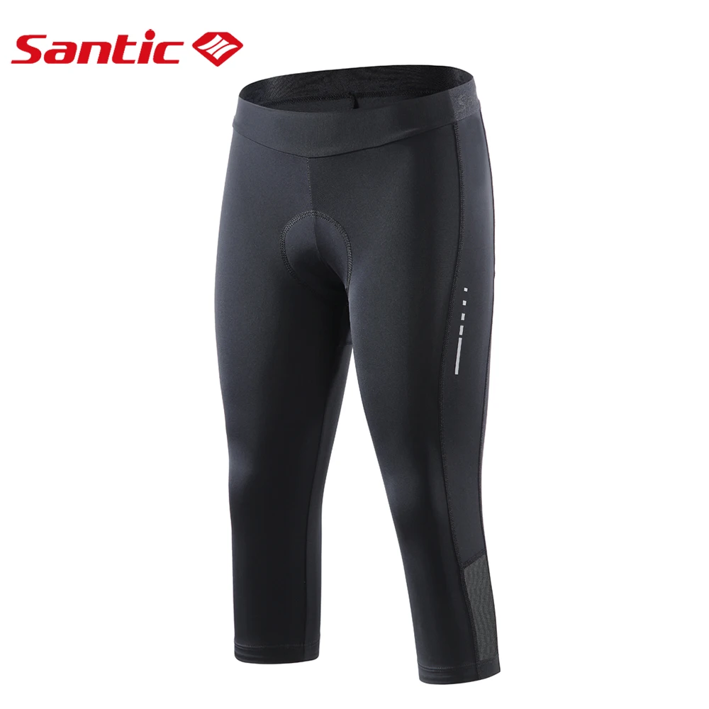 Santic Women Cycling Shorts Pro fit 4D Padding Bicycle Cropped Pants Breathable Mesh Reflective High Elasticity MTB Leggings