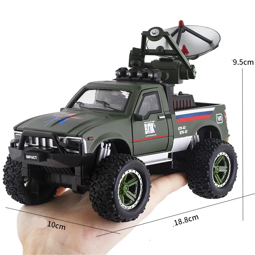 New product 1:24 alloy simulation acousto-optic radar car,military probe car toy,Military off-road vehicle,free shipping