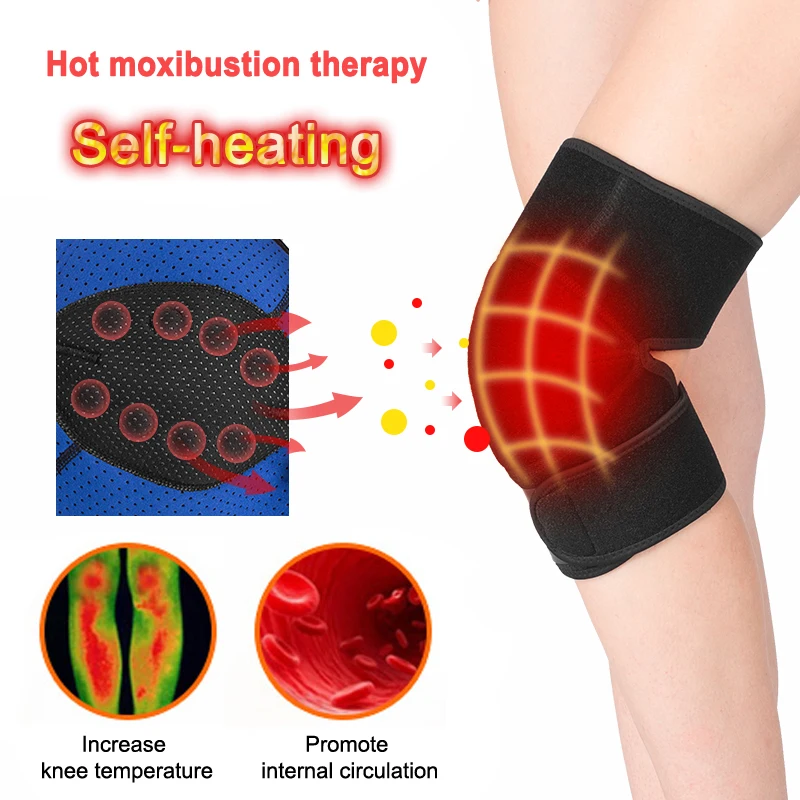 Black Color Neoprene Infrared Self Heating Size Adjustable Magnetic Knee Support Belt