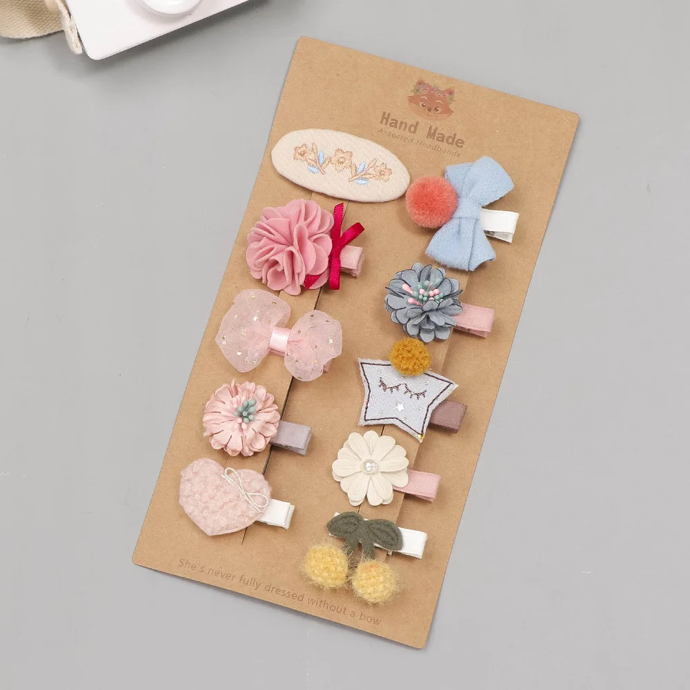 Baby Hair Clips Handmade Felt Cloth Children Flower Hairpin Cute School Girls Barrette Infant Side Clip Korean Style Hairgirps