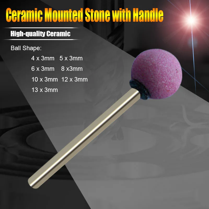 High quality 100pcs/lot ball shape Ceramic Mounted Point Grinding Stone Head Tools Grinding wheel Abrasive Grinding 3mm shank