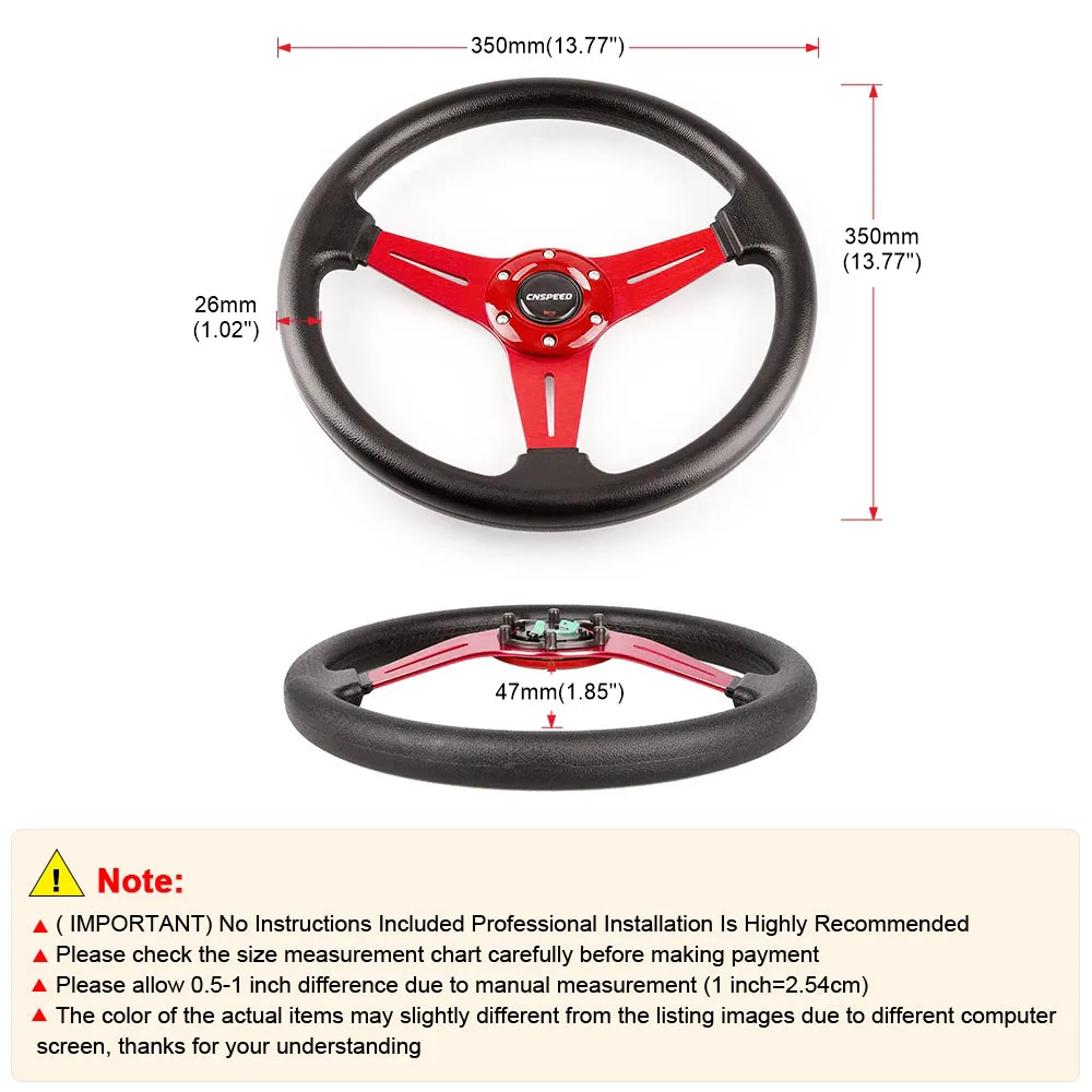 Universal Racing PU Leather Steering Wheel 350mm 14inch Aluminum Alloy Auto Sport Drifting Steering Wheels Deep Dish Corn Style