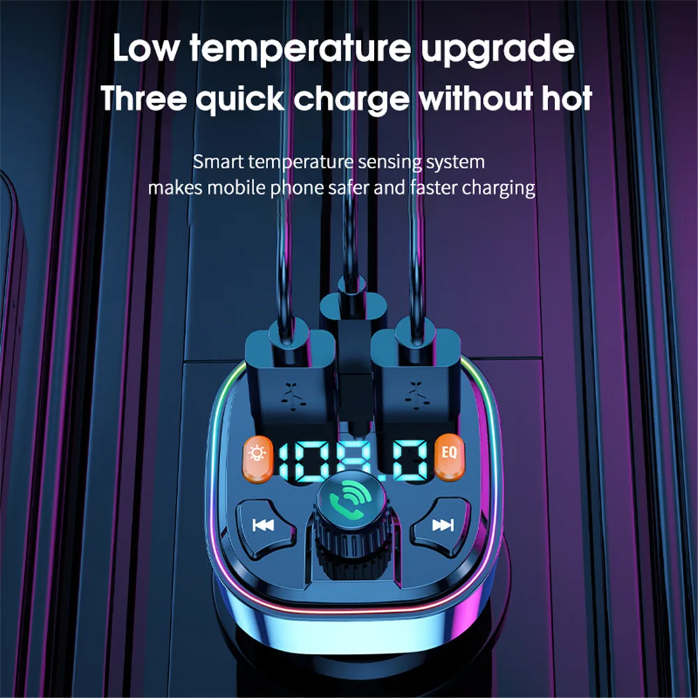 جهاز إرسال FM للسيارة من KEBUIDU ، ميكروفون خارجي ، USB مزدوج ، نوع PD ، شحن سريع ، شاحن سيارة ، بلوتوث ، بدون استخدام اليدين ، جهاز تعديل السيارة