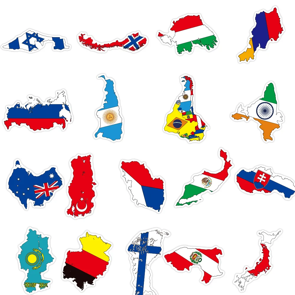 10/30/50PCS World Country Flag Personalized Cartoon Graffiti Laptop Suitcase Car Skateboard Guitar Waterproof Sticker Wholesale