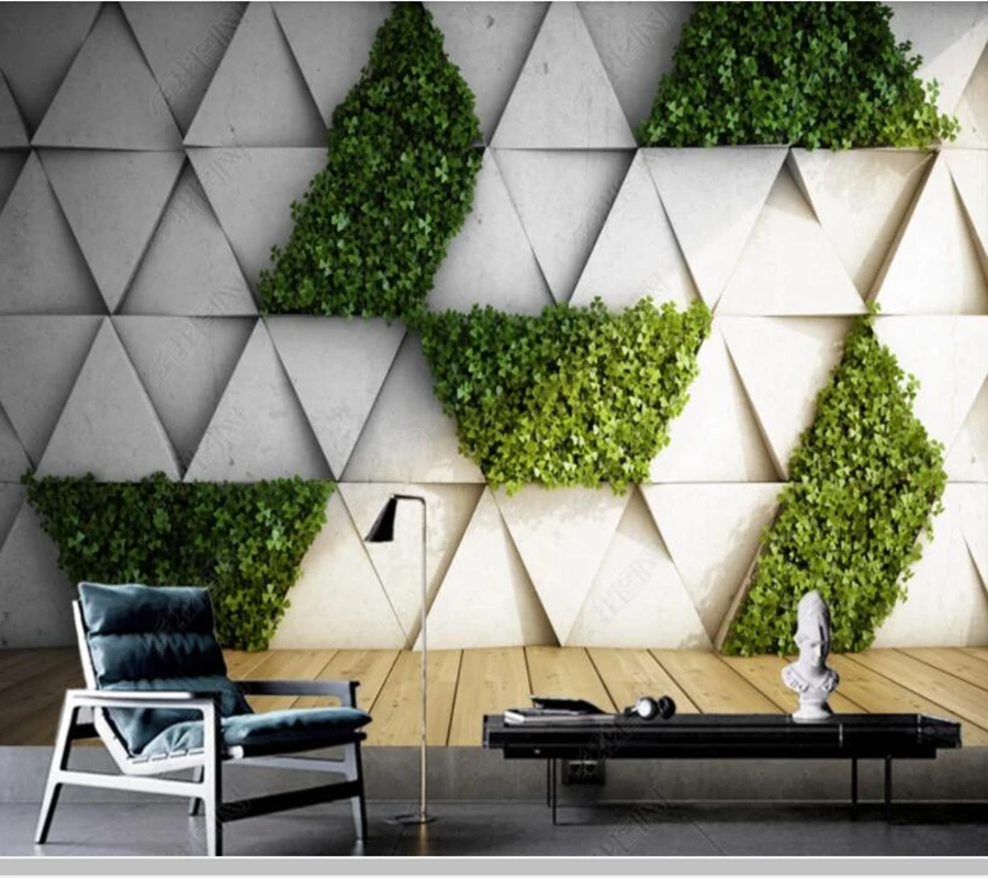

Papel de parede abstract plant geometric four-leaf 3d wallpaper cafe mural,living room tv wall bedroom wall papers home decor