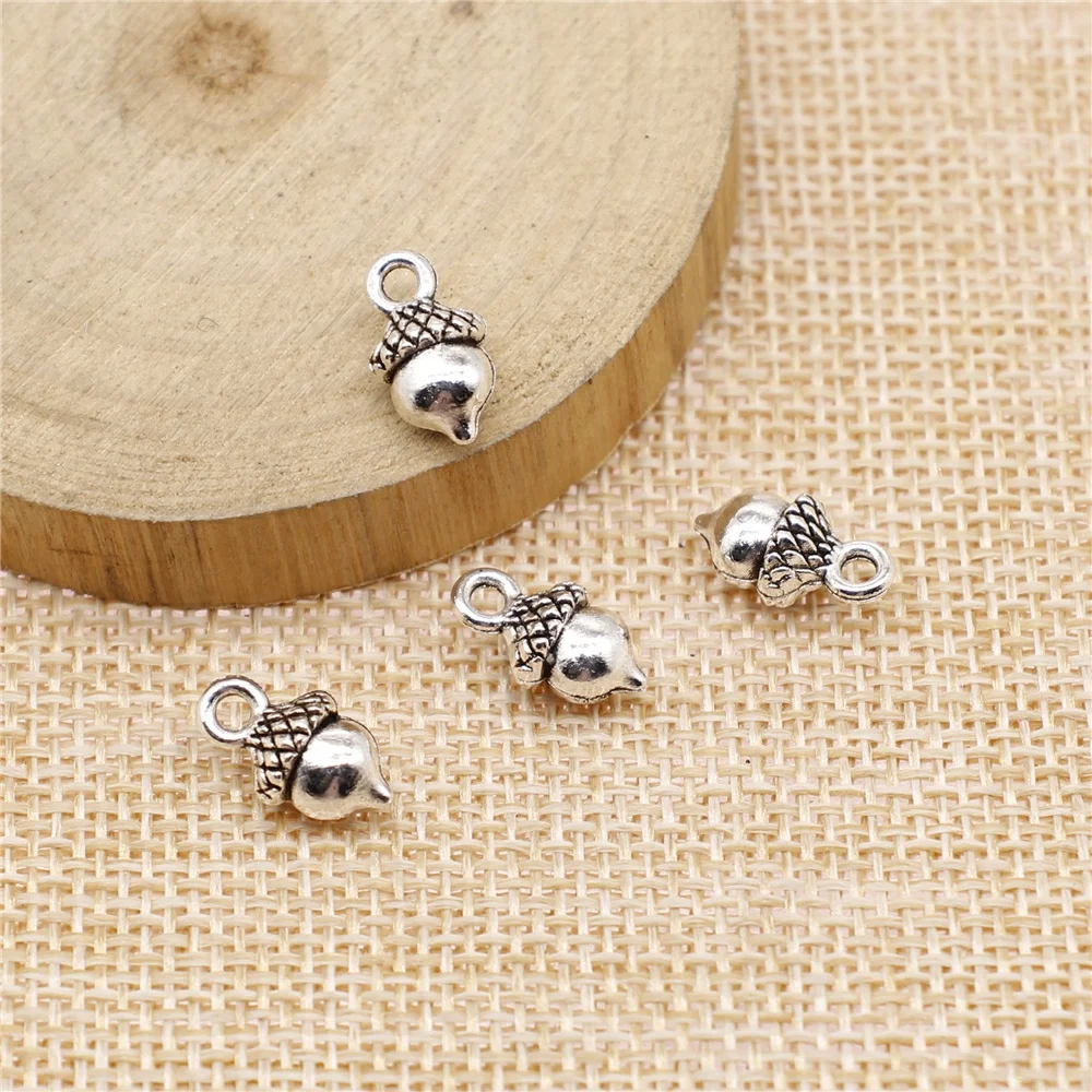 Wecharms 20pcs 13x7mm Charms Acorn Antique Silver Color Metal Alloy Jewelry DIY Accessories