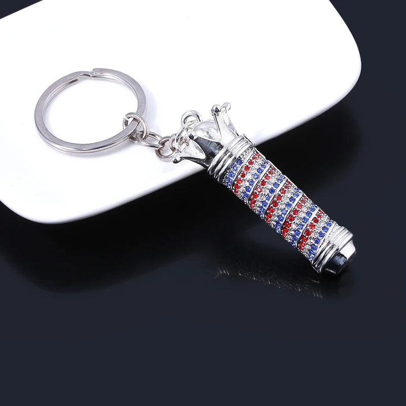 New Hairdresser Keychains Barber Shop 3D Pole Light Pendants Keyring Love Collier Pin  Jewelry Car Bag Keyring Men Lady Gift