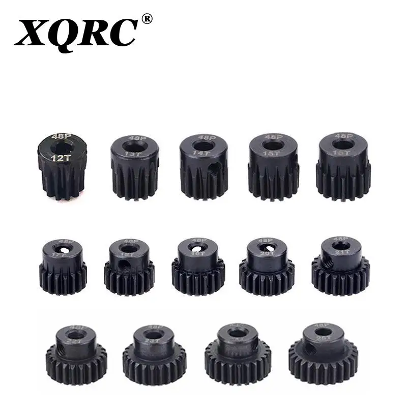 48DP 3.175mm 12t 13t 14t 15t 16T 17t 18T 19T 20T 22T 24T 25T Black steel metal Pinion Motor Gear For 1/10 Rc Model Car Motor