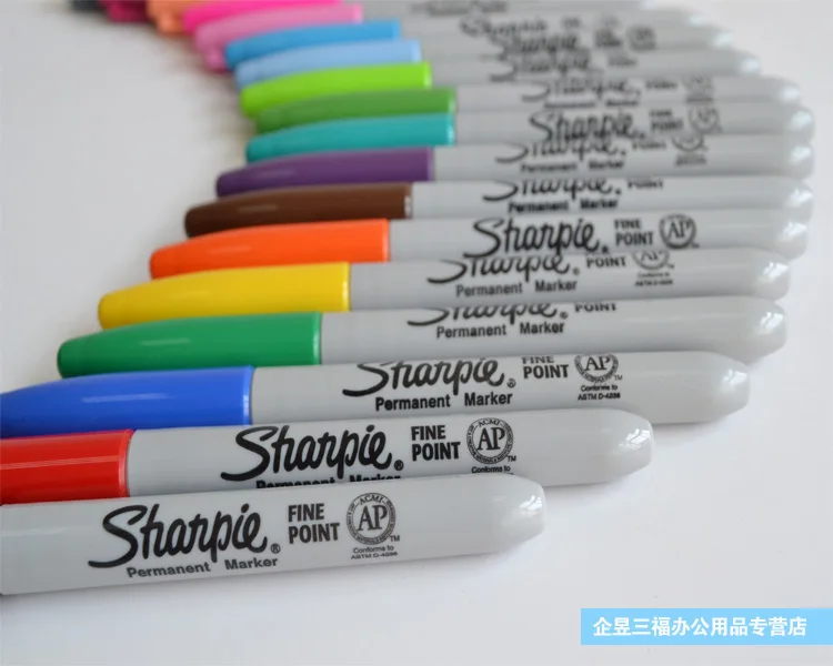 Imagem -03 - American Sanford Sharpie Marcadores Permanentes 12 24 Cores Caneta Ponto Fino Eco-friendly