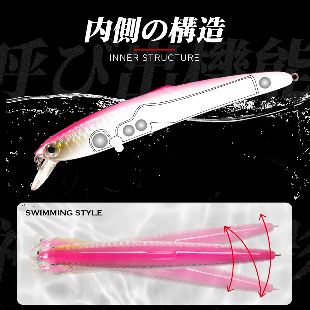 Hunthouse Minnow Fishing Lure 95/125/147mm Hard Baits Flexible Rattle Balls Floating 0-0.8m For Fish Seabass Pike Tackle