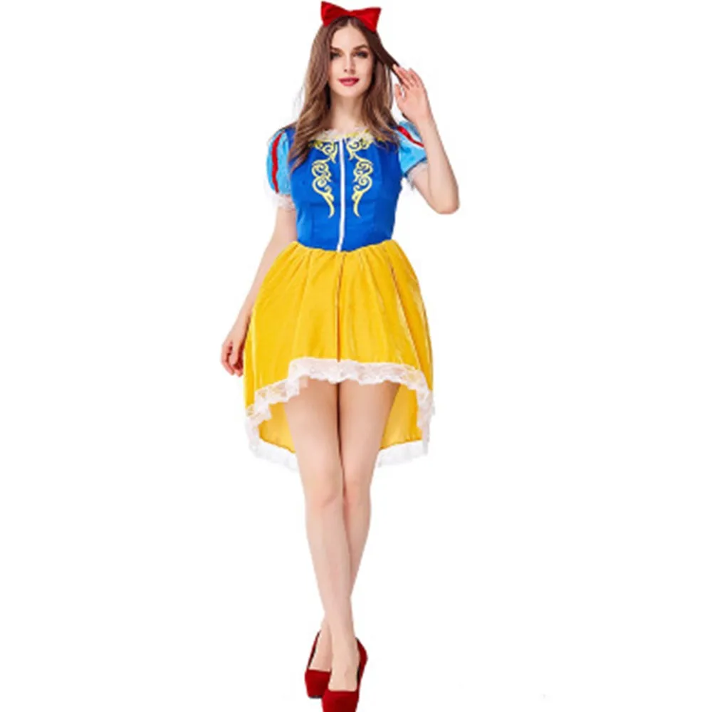 

Halloween Cartoon Movie Snow White Princess Costume Holiday Party Fantasia Anna Masquerade Queen Dress