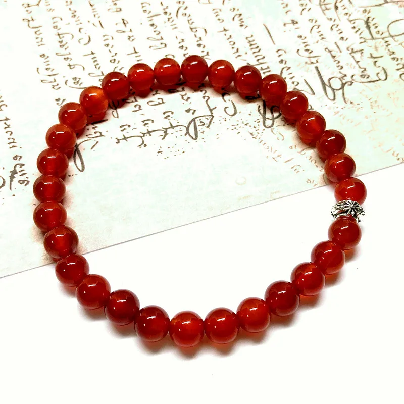 Nature Carnelian 6 mm Round Beads Women Bracelet  18.5-19 cm AAA Good Quality Not Glass Not Men Made Red Bracelets For Girl Gift