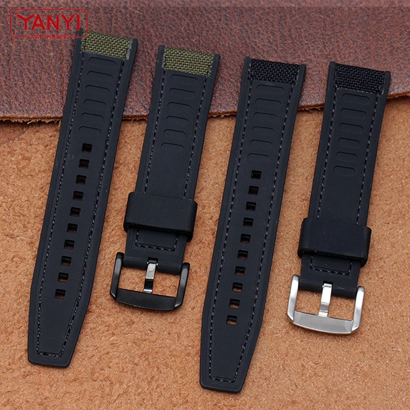 Thickened nylon strap with Silicone Rubber bottom watchband 21mm 22mm for seiko SUR325P1 timex tissot watch band mens wristband