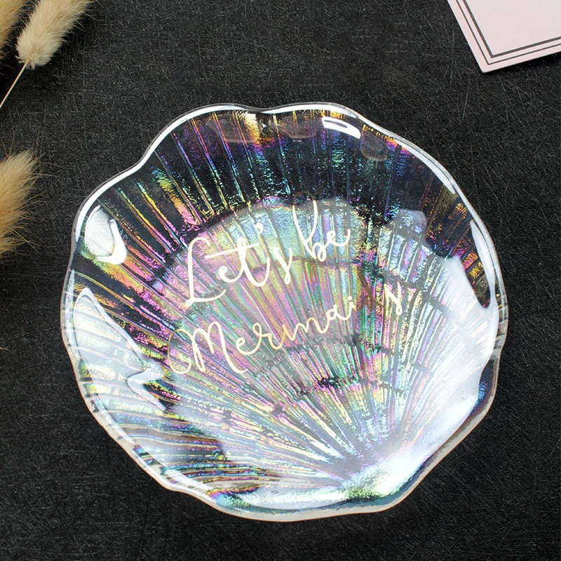 Colorful Glass Shell Dish Jewelry Storage Tray Jewelry Dish Tray Color Palette Containers Room Accessories Storage Ring Dish