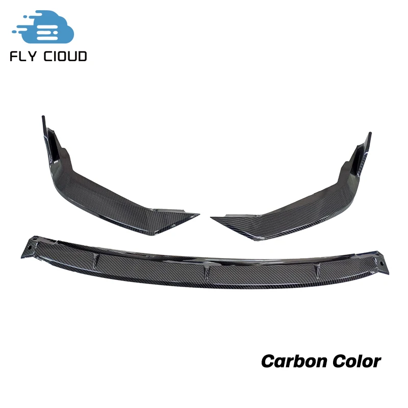 3 PCS Splitters ABS Material Carbon Fiber Black Front Shovel Chin Bumper Lip For Toyota Corolla 2019-2020