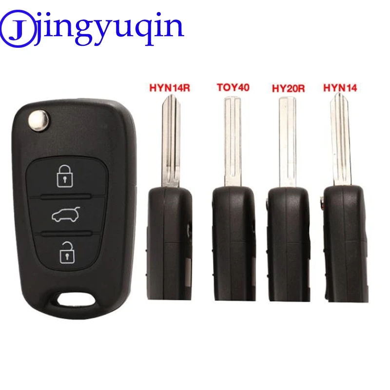 jingyuqin 3 Buttons Flip Remote Key Shell For HYUNDAI I30 IX35 For Kia K2 K5 Car Keys Blank Case Cover With Sticker