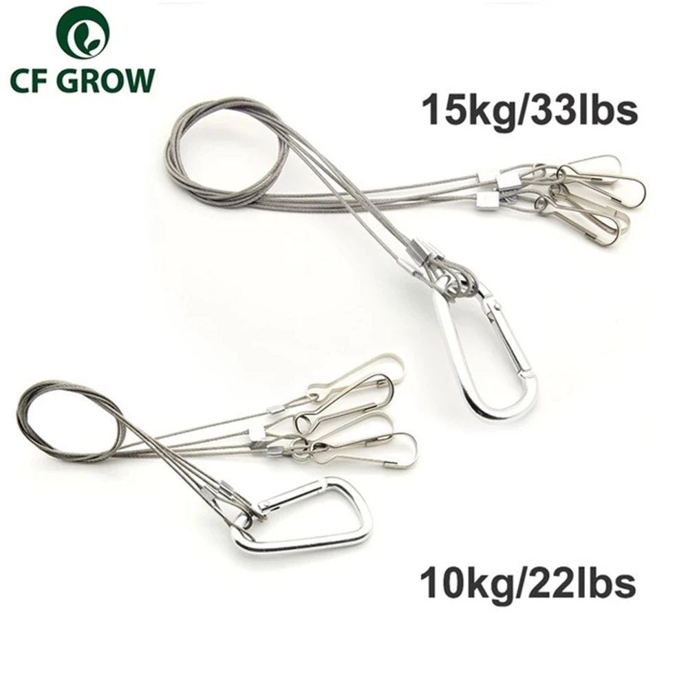 Kit de suspensión de luces, cuerda colgante de acero inoxidable, gancho de Cable galvanizado, accesorios de lámpara de cultivo colgantes, 15kg, 1 bolsa, 4 piezas por juego