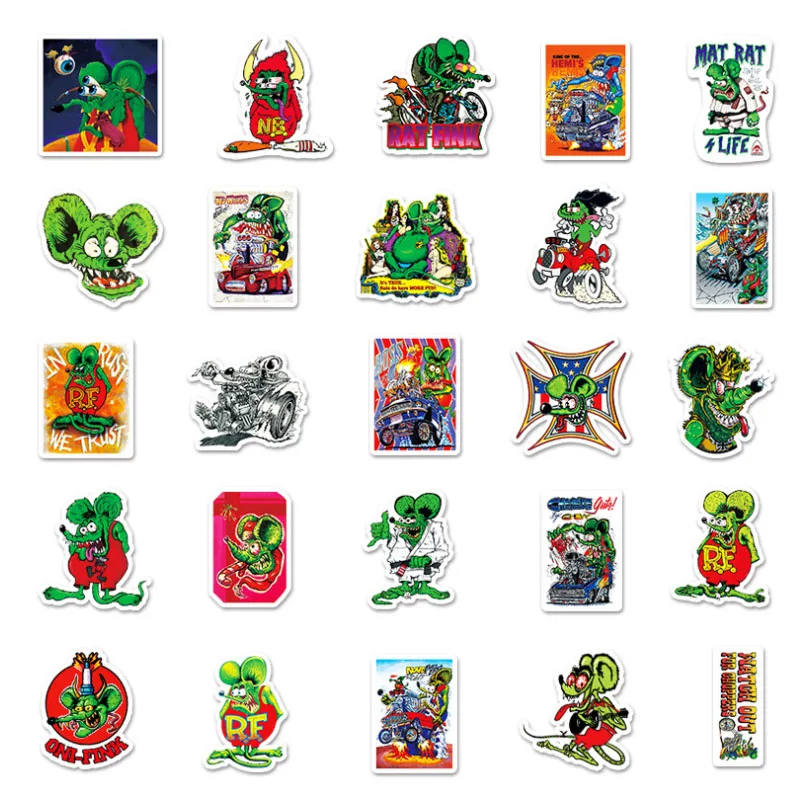 10/30/50pcs  Rat Fink   Stickers Luggage  School Student Diary Hand Ledger  Motorcycle Stationery Mobile Phone Guitar Decoration