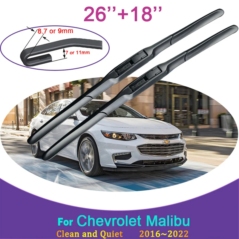 

for Chevrolet Malibu 2016 2017~2022 Two Frameless Rubber Wiper Snow Scraping Front Windshield Brushes Car Accessories Stickers