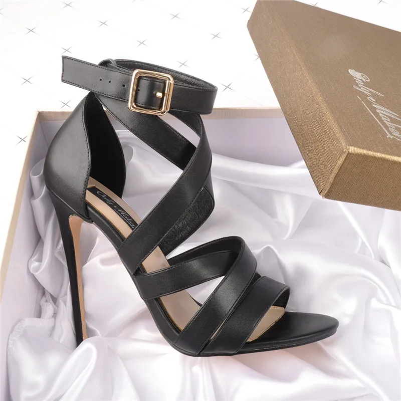 Onlymake Peep Toe Cross Strap Stiletto Heel Sandals