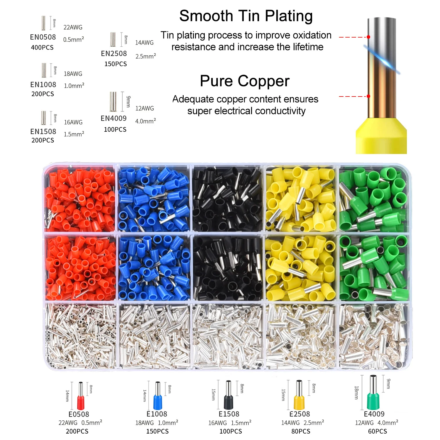 Crimping Plier Kit,AWG28-10 Mini HSC8 6-4 Wire Crimper Tool Set with 1640PCS Wire Terminals Crimping Connectors Wire End Ferrule