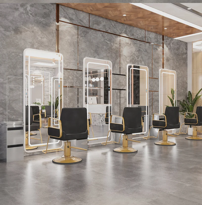 Beauty Salon Barber Shop Mirror Floor Floor Cutting Mirror Full Body Wall-mounted Hair Salon Mirror