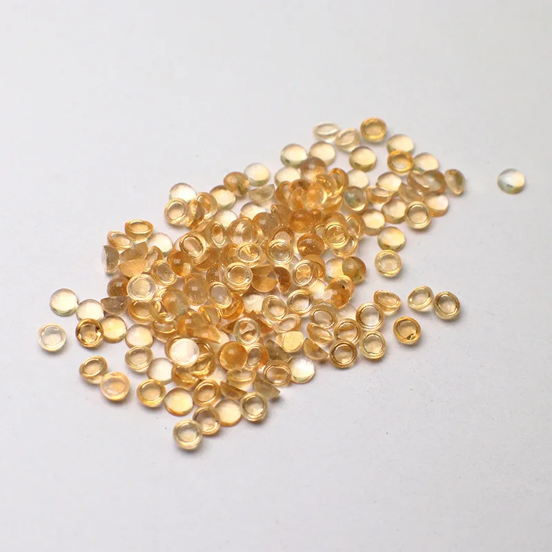 

2.5/ 3/3.5/4/5/6mm/7mm Natural Citrine Beads Cabochon Round Shape Gemstone Ring Face for Jewelry Making Inlay Gemstone