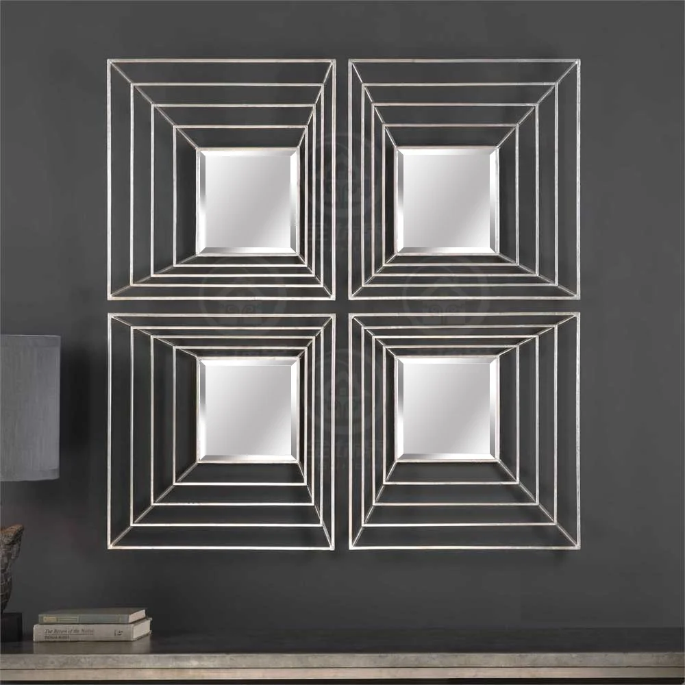 Square Wall Mirror Metal Wall Art Mirror abstract Wall Decor Sets Set Of Four