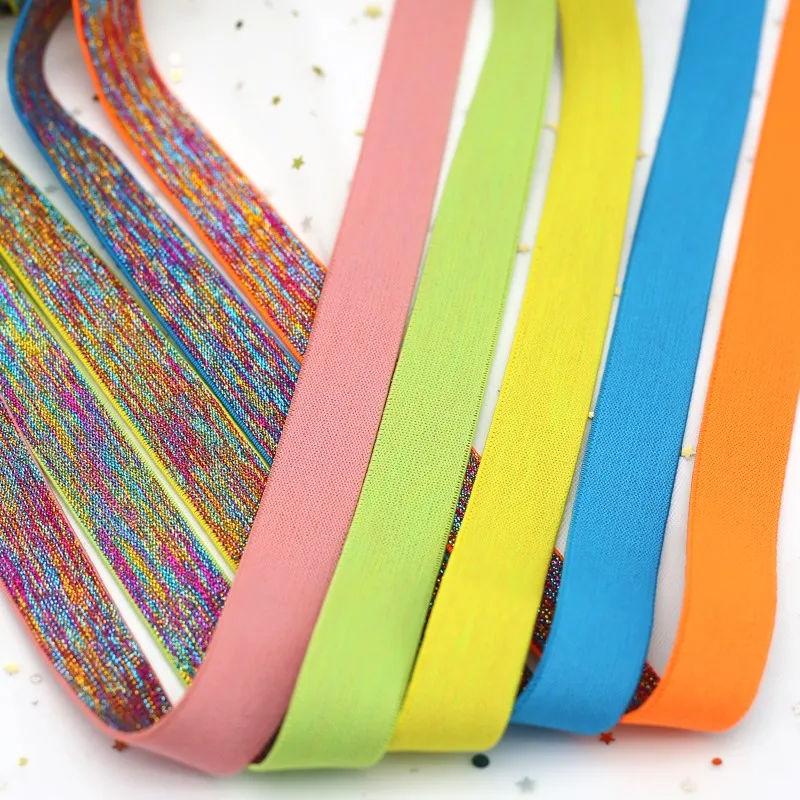 24mm Glitter Elastic Band Rubber Colorful Stripe Webbing Waist Band Headdress DIY Hand Sewing Clothing Case Bag Accessories 1M