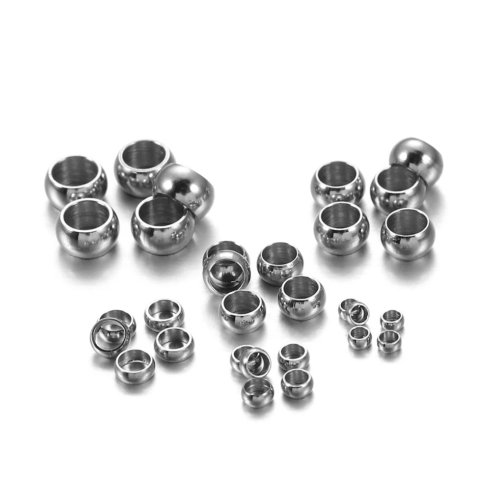 120Pcs/lot Stainless steel Crimp End Beads End Stopper Spacer Terminators Tips For Diy Jewelry Making Findings Accessories