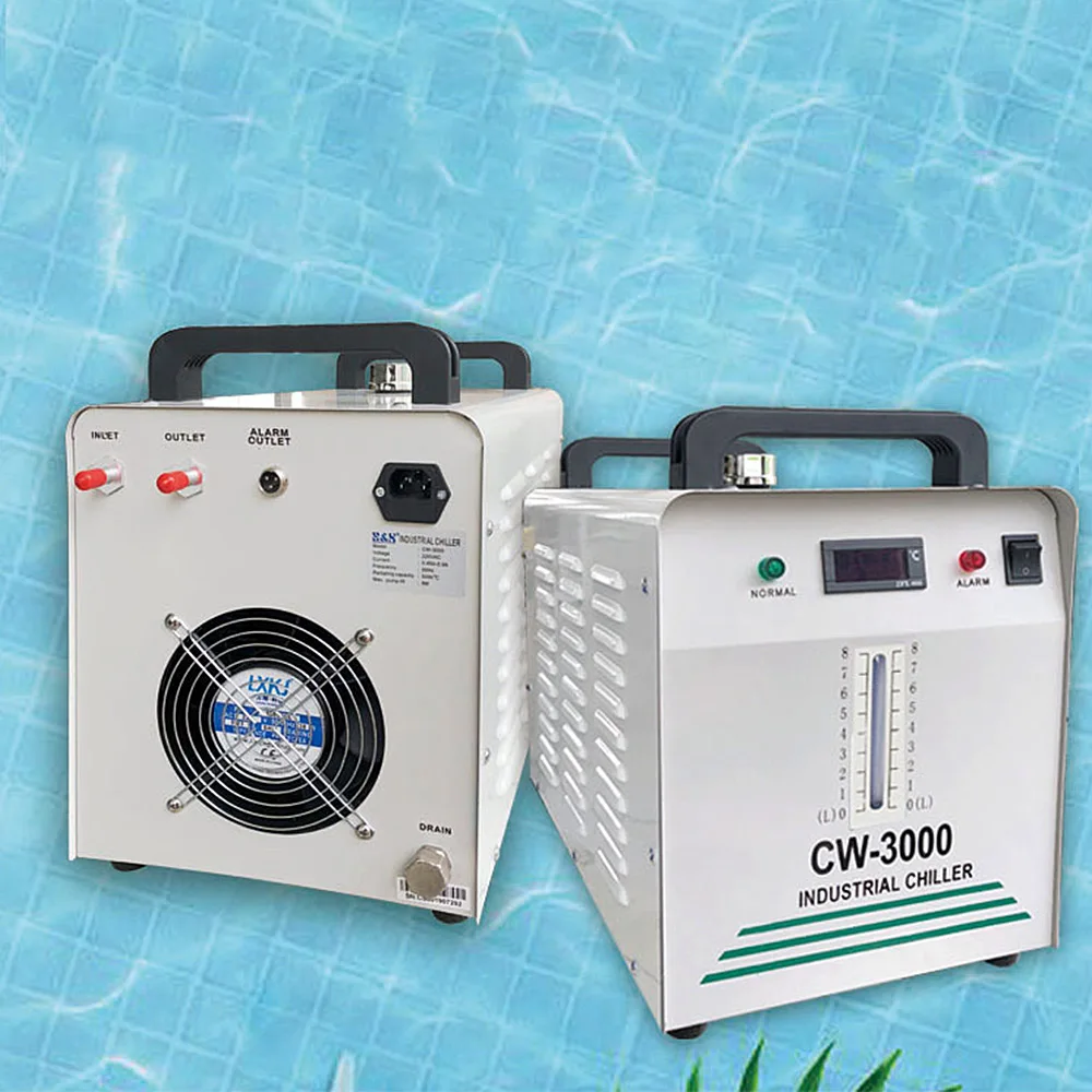 الهواء مبرد المياه صناعة CO2 النقش بالليزر آلة قطع وحدة تبريد المياه 30 واط آلة التبريد CW-3000