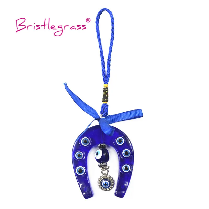 BRISTLEGRASS Turkish Blue Evil Eye Horseshoe Resin Amulets Lucky Charms Wall Hanging Pendants Pendulum Blessing Protection Decor