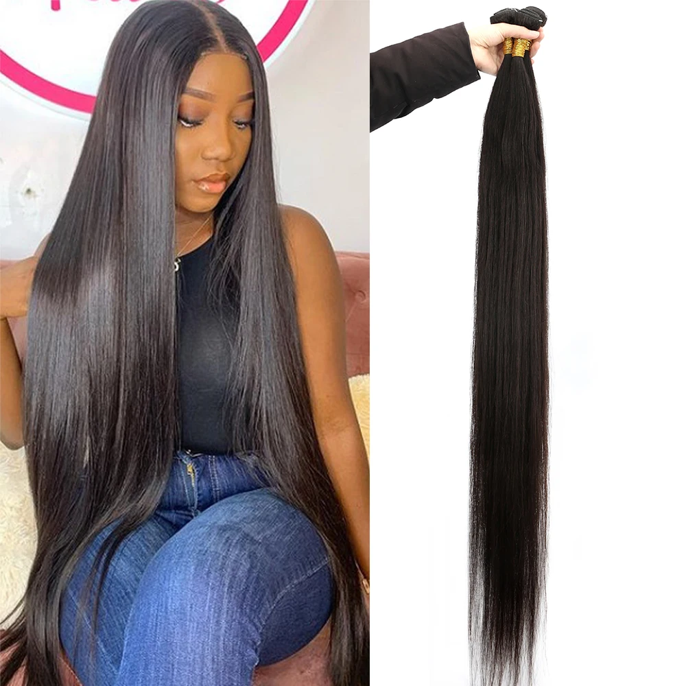 36 38 inches Bone Straight Human Hair Bundles Hair Extension Vrigin Hair Double Weave Long Straight Hair Bundles Brazilian Hair