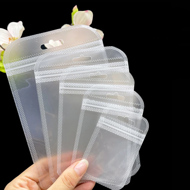 

50pcs Clear Jewelry Packaging Display Bags 7*11cm/ 8.5*13cm Laser Frosted Matte Ziplock OPP Bag Pouches Storage Organizer