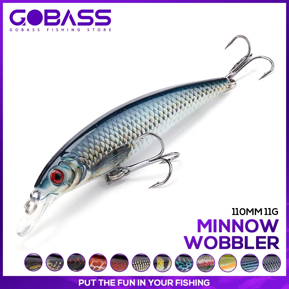 GOBASS อุปกรณ์ตกปลา Lure Crankbait เหยื่อตกปลา Minnow Lure Wobbler สำหรับ Pike Trolling 110Mm 11G เหยื่อประดิษฐ์ Jerkbait